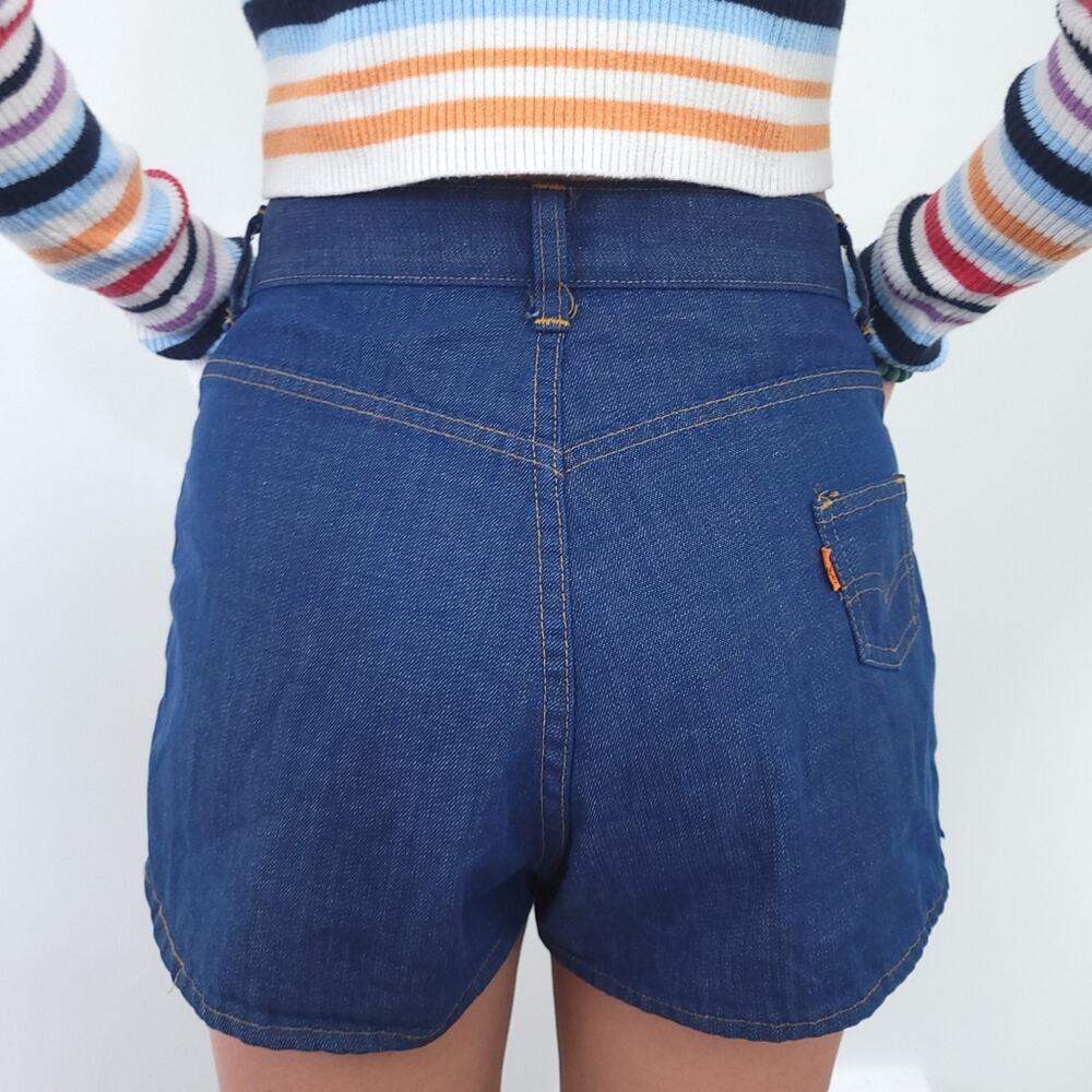 Vintage 1960s BIG E LEVI's Orange Tab Denim Shorts (Vtg 14) Fits Like a Small